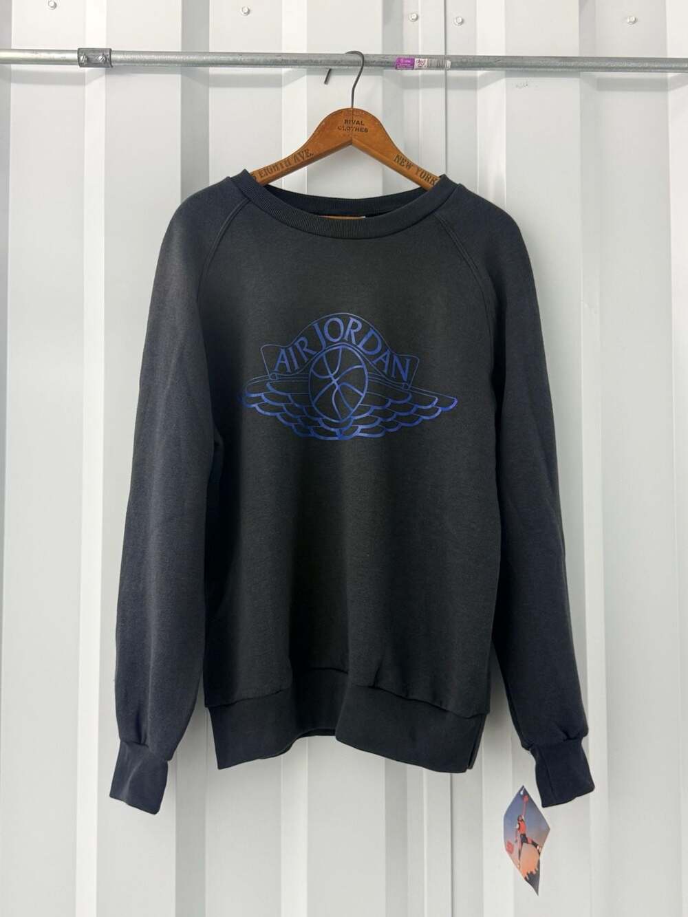 Vintage 80s Air Jordan Wings Logo Sweatshirt Black Deadstock With Tags Large